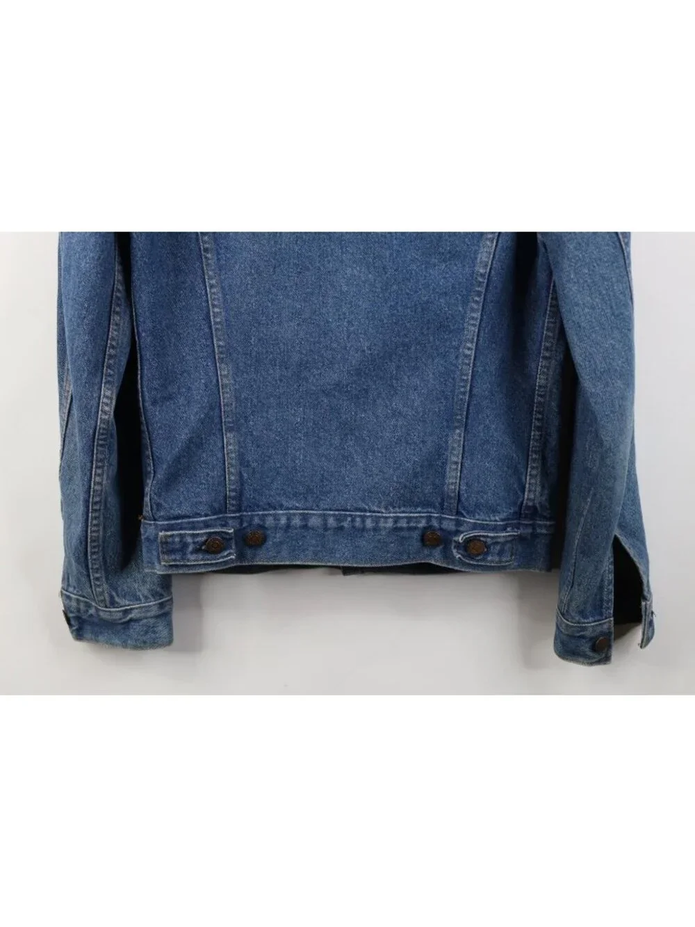 Vintage 80s Levis Mens 34 Distressed Type III Denim Jean Trucker Jacket Blue USA